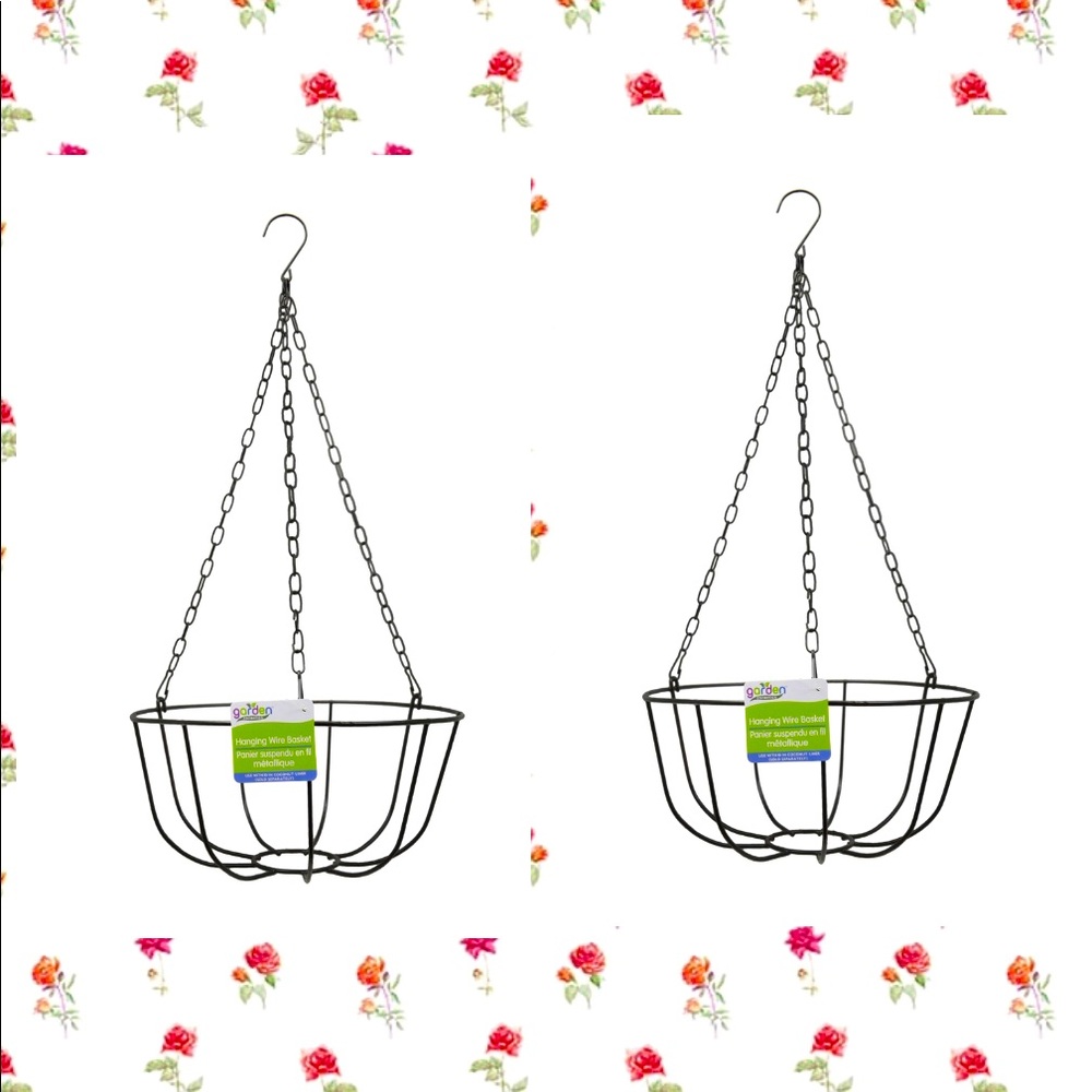 Set of Two Garden Collection Hanging Wire Baskets (Bin67)